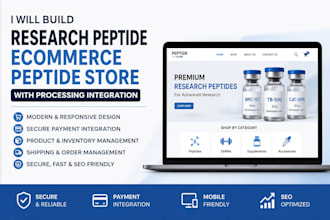 build research peptide ecommerce peptide store with processing integration