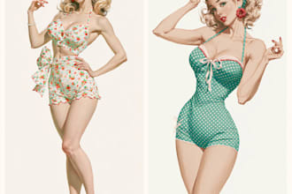 pin up girl and pin up girl illustration