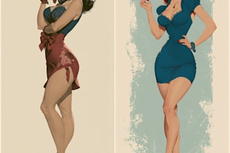 draw a pin up girl and pin up girl