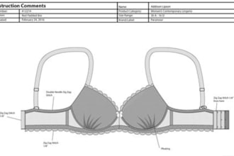 design bra and lingerie tech pack swim wear fashion tech pack for manufacturers