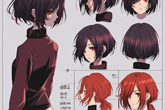 draw a character sheet in anime style