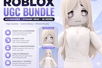 design roblox ugc accessories, dynamic head,roblox bundle, and 3d model