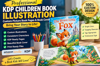 illustrate amazon KDP children book with custom picture book pages, book cover