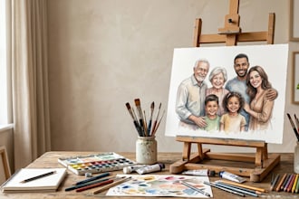paint a family or couple portrait, handdrawn, noai