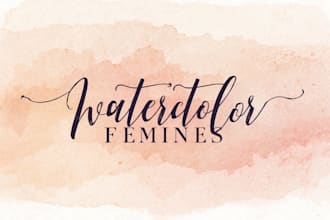 do beautiful hand drawn watercolor feminine logo design