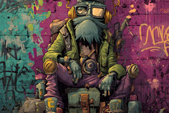 create custom graffiti mural artwork and illustration