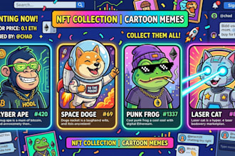create comic and cartoon 2d nft art character