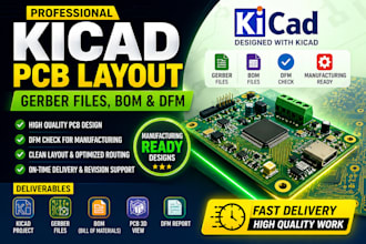 design custom pcb layout in kicad and altium with gerber, bom and dfm