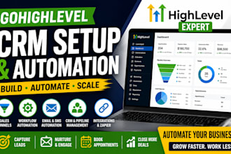 setup gohighlevel CRM, funnels, automations and workflows