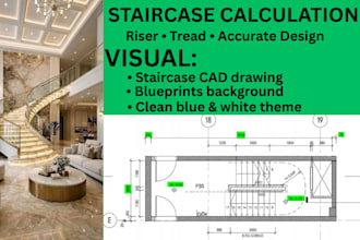 calculate staircase dimensions and create detailed stair drawings