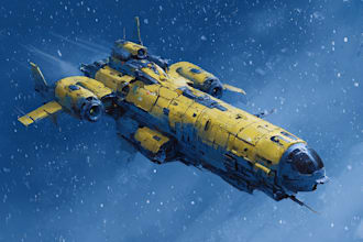 illustrate a sci fi spaceship design