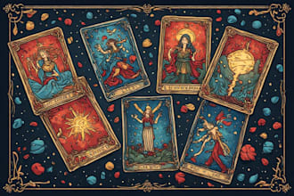 create a custom tarot card character illustration with mystical style