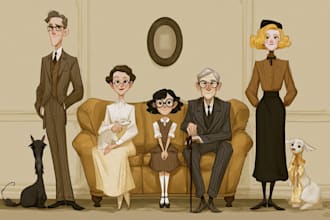 family portrait illustration and friendship portrait