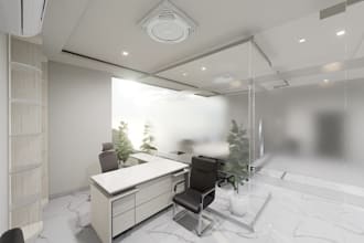 design or render realistic 3d interior office design working