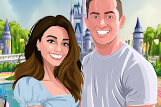 create magical couple portraits in disney or pixar style