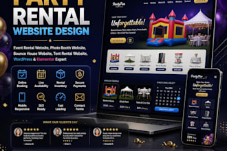 design party rental website, event rental website, photo booth website