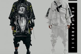 design premium futuristic, artsy, edgy style streetwear