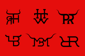 design western, cattle brand ranch farm logo