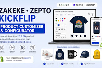 setup zakeke zepto kickflip product customizer and configurator for 2d 3dshopify