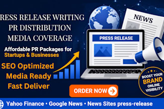 write and distribute press release to PR news sites for media coverage