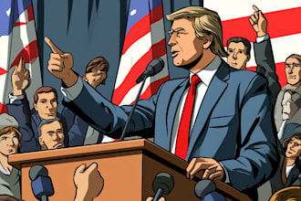 drawing a political or satirical cartoon