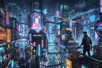 design a science fiction city, cyberpunk ,illustration