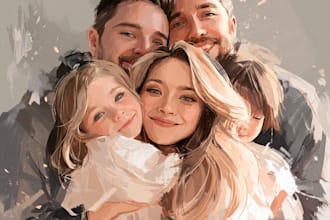 merge separates photos into a realistic family or group