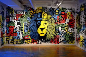 create custom graffiti mural artwork and illustration