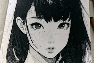 create amazing line art anime figure and manga characters
