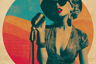 design a vintage album cover with a retro aesthetic