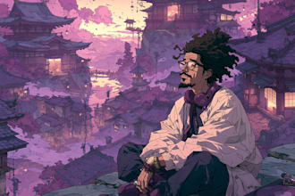 illustrate a professional anime style album cover for your music