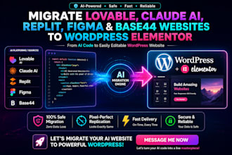 migrate lovable claude ai replit figma base44 website to wordpress elementor