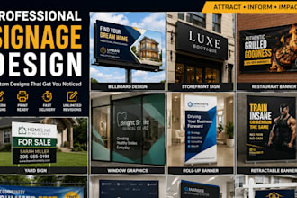 design billboard, hoarding, signage design, window graphics and storefront sign