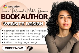 design book author website, book website, author landing page on squarespace wix