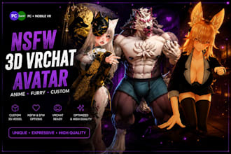 custom 3d vrchat furry fursona avatar nsfw vrchat model anime anthro mesh