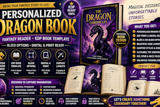 personalized dragon book fantasy reader kdp book template bleed options digital