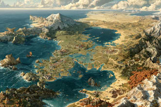 draw a fantasy map illustration isometric map
