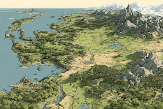 make a fantasy map illustration for map