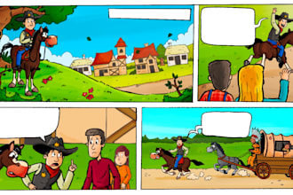 draw a funny and hilarious kids graphic novel comic illustration