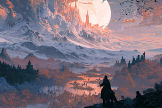 create dark fantasy art illustration for albums cover