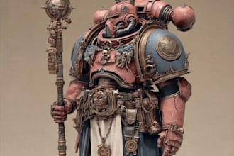 create epic warhammer style character art, grimdark warrior