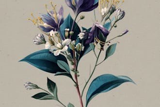 draw fineline botanical delicate flowers
