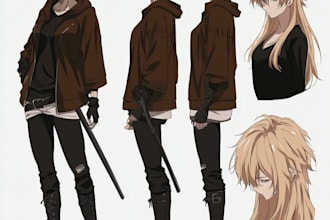 design professional anime character sheets for your project