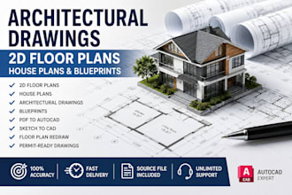 draw professional architectural floor plan, house plan and blueprint