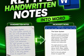 retype scanned documents and handwritten notes into word