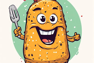 create a food or restaurant mascot in my cartoon style