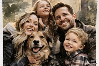 make watercolor family portrait