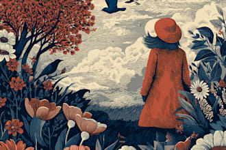 draw a vintage art illustration with linocut style