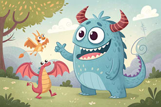 draw cartoon for character, monster, dragon