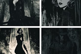 draw noir, horror and dark comic books art for your story